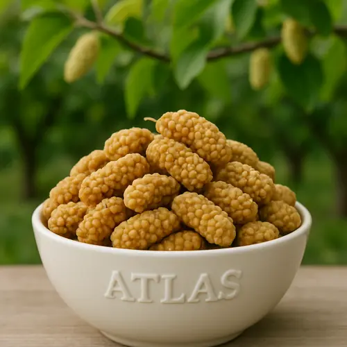 Bulk dried white mulberries packed for export